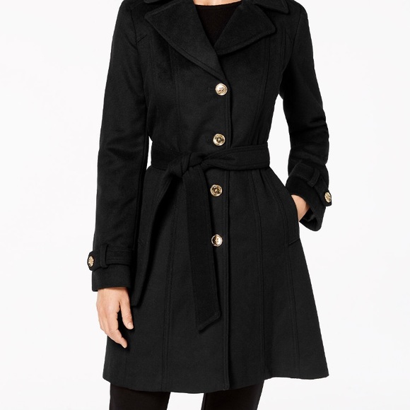 Michael Kors black wool coat w detachable hood - Picture 4 of 6